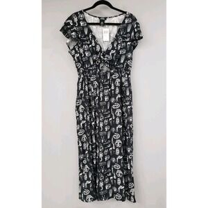 NEW SIZE LARGE Animal Anatomy Midi Dress Gothic Skeletons Snakes Bats SCIENCE